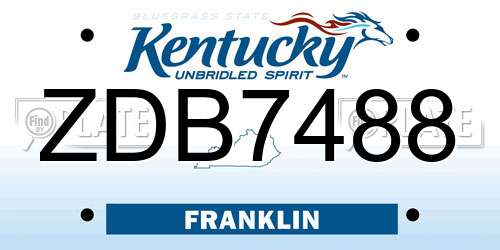 ZDB7488 Kentucky License Plate