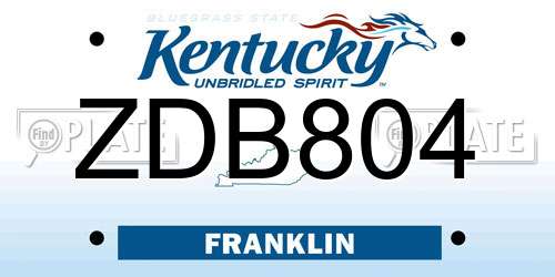 ZDB804 Kentucky License Plate