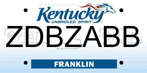 ZDBZABB Kentucky License Plate
