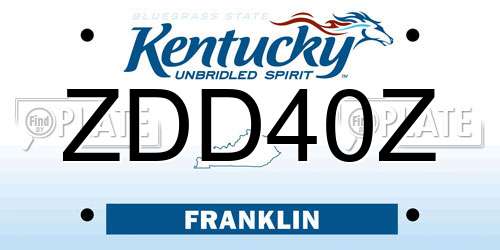ZDD40Z Kentucky License Plate