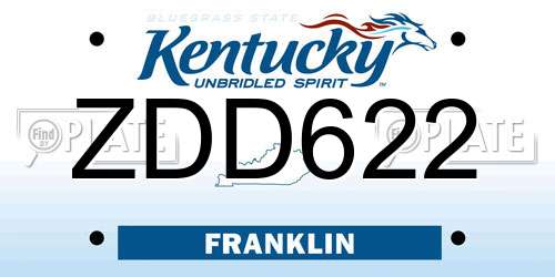 ZDD622 Kentucky License Plate