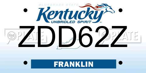 ZDD62Z Kentucky License Plate