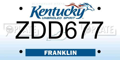 ZDD677 Kentucky License Plate