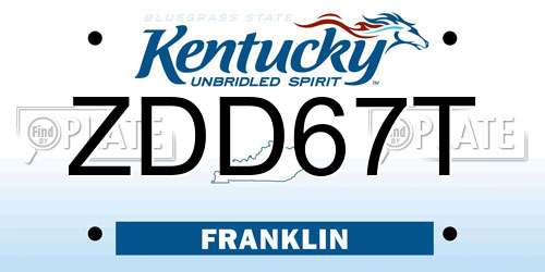 ZDD67T Kentucky License Plate