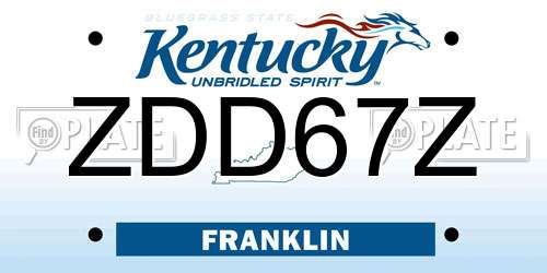 ZDD67Z Kentucky License Plate