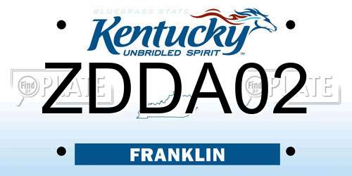 ZDDA02 Kentucky License Plate