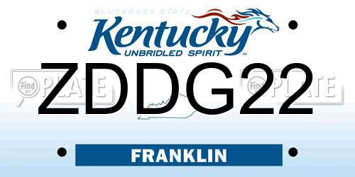 ZDDG22 Kentucky License Plate