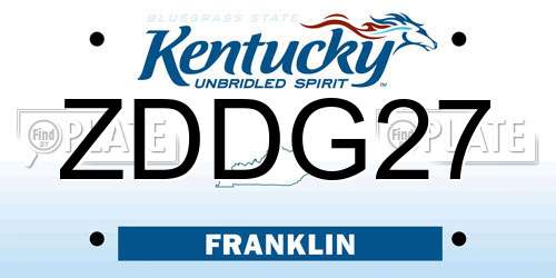 ZDDG27 Kentucky License Plate