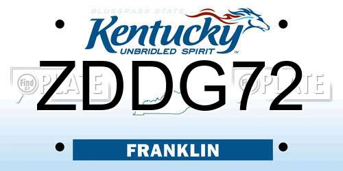ZDDG72 Kentucky License Plate