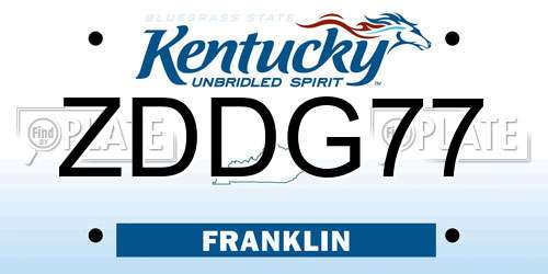 ZDDG77 Kentucky License Plate