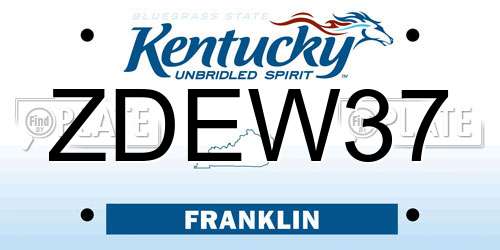 ZDEW37 Kentucky License Plate