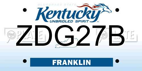 ZDG27B Kentucky License Plate