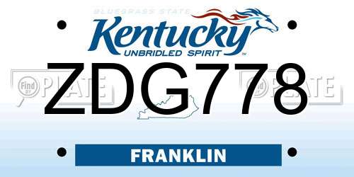 ZDG778 Kentucky License Plate
