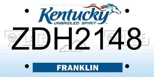 ZDH2148 Kentucky License Plate