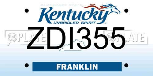 ZDI355 Kentucky License Plate