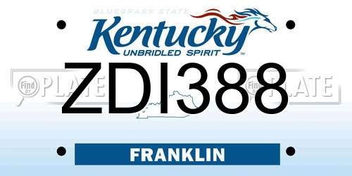 ZDI388 Kentucky License Plate