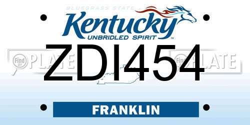 ZDI454 Kentucky License Plate