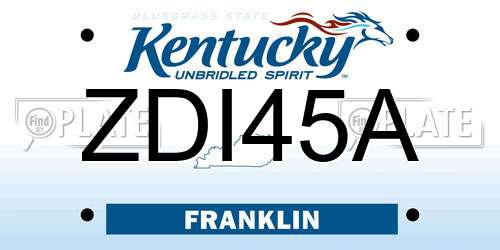 ZDI45A Kentucky License Plate