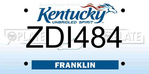 ZDI484 Kentucky License Plate