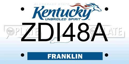 ZDI48A Kentucky License Plate