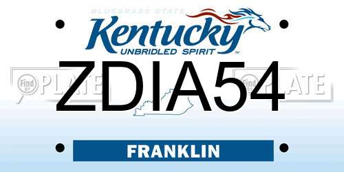 ZDIA54 Kentucky License Plate