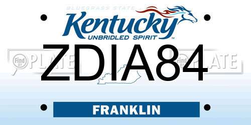 ZDIA84 Kentucky License Plate