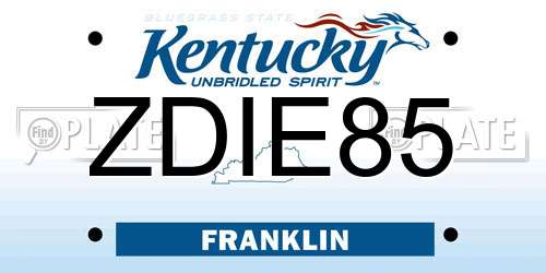 ZDIE85 Kentucky License Plate