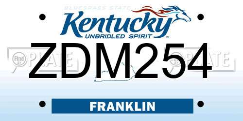 ZDM254 Kentucky License Plate