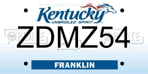 ZDMZ54 Kentucky License Plate