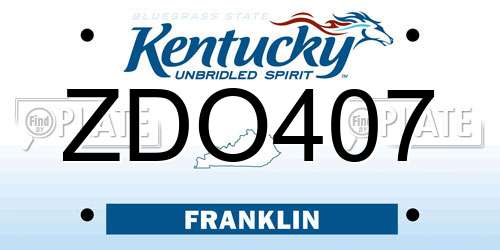 ZDO407 Kentucky License Plate