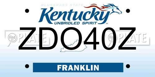 ZDO40Z Kentucky License Plate