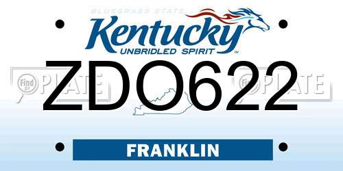 ZDO622 Kentucky License Plate