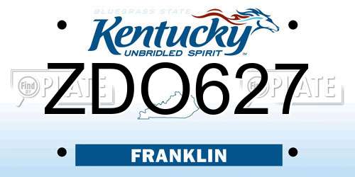 ZDO627 Kentucky License Plate
