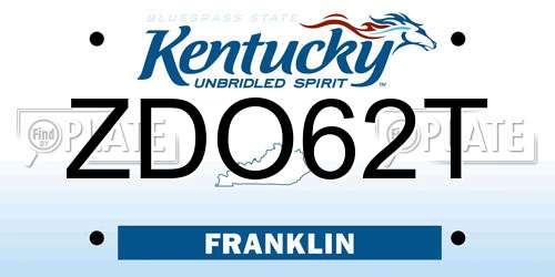 ZDO62T Kentucky License Plate