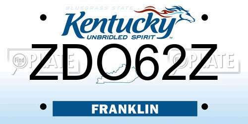 ZDO62Z Kentucky License Plate