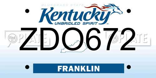 ZDO672 Kentucky License Plate