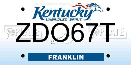 ZDO67T Kentucky License Plate