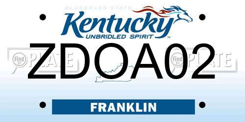 ZDOA02 Kentucky License Plate