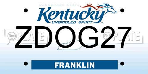 ZDOG27 Kentucky License Plate
