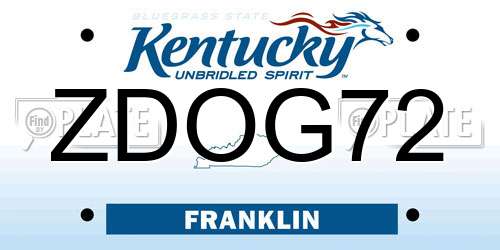 ZDOG72 Kentucky License Plate