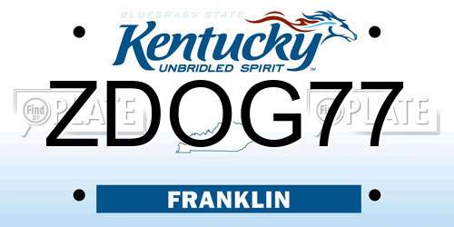 ZDOG77 Kentucky License Plate