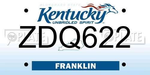 ZDQ622 Kentucky License Plate