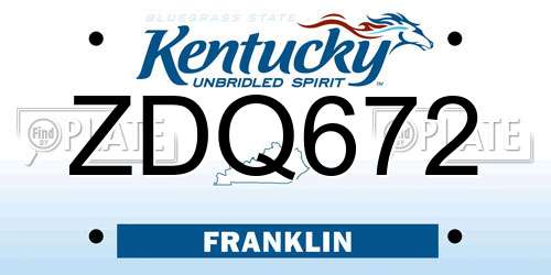 ZDQ672 Kentucky License Plate
