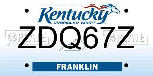 ZDQ67Z Kentucky License Plate