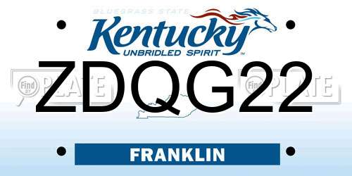 ZDQG22 Kentucky License Plate