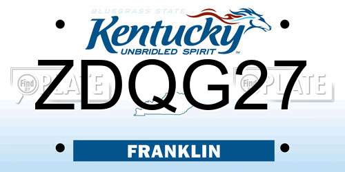 ZDQG27 Kentucky License Plate