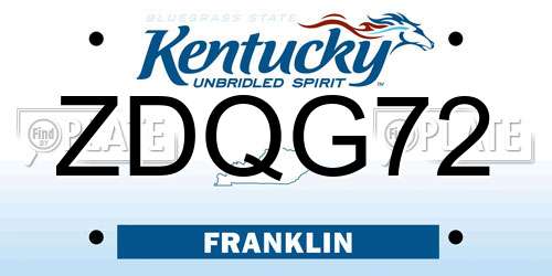 ZDQG72 Kentucky License Plate