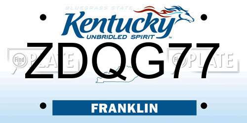 ZDQG77 Kentucky License Plate