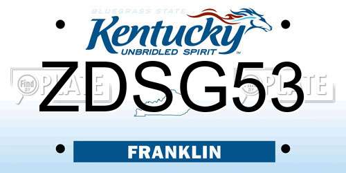 ZDSG53 Kentucky License Plate