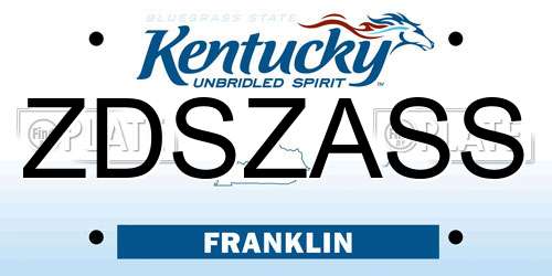 ZDSZASS Kentucky License Plate